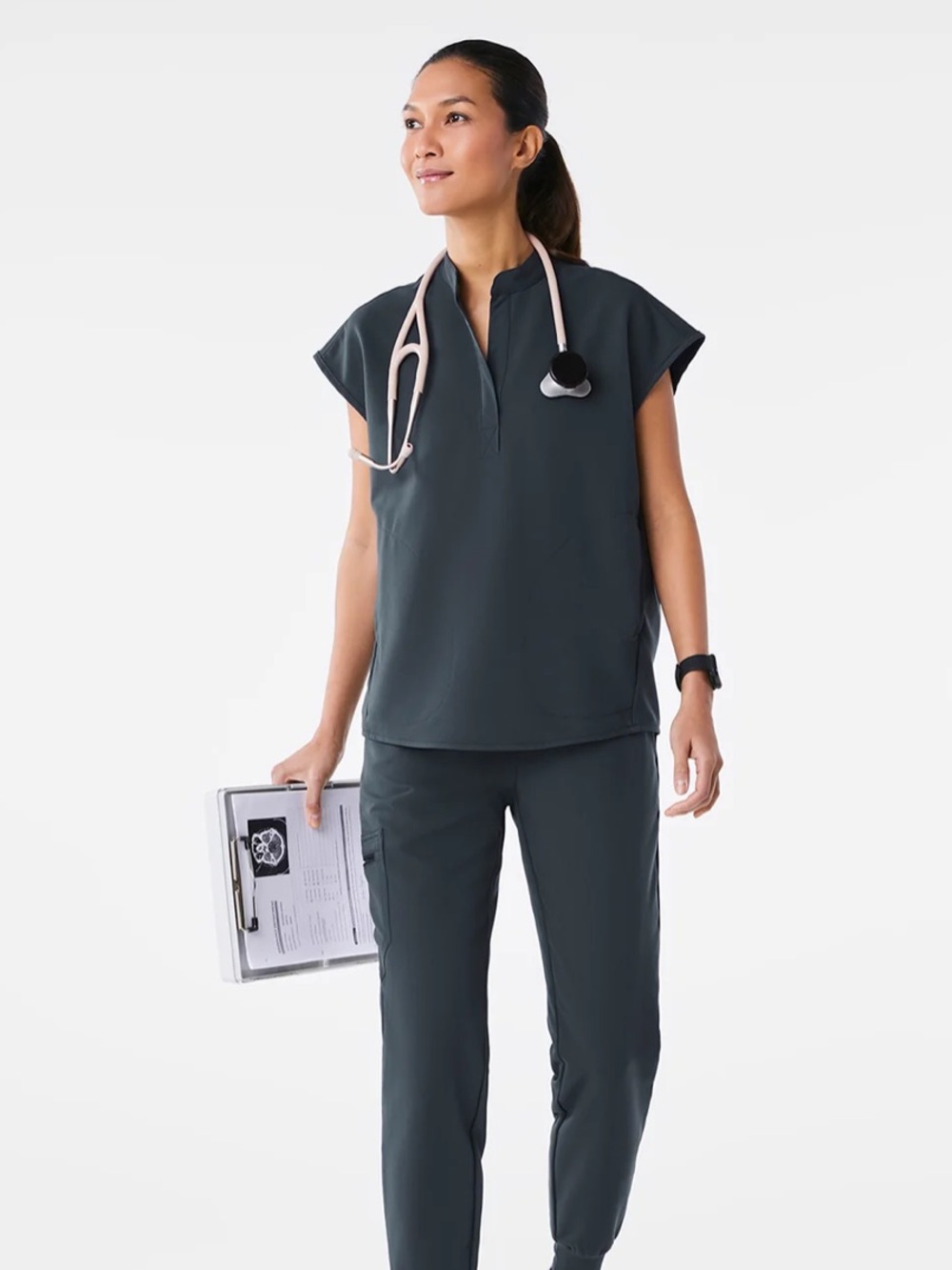 Figs Rafaela Oversized Scrub Top Dark Harbor Medium - Picture 6 of 11